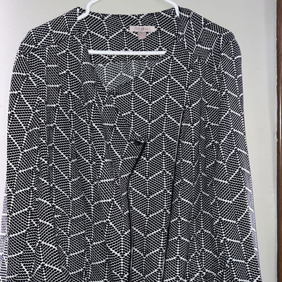 Roz & Ali Women's Jacket Large Black & White Elastic Waist - Picture 11 of 11